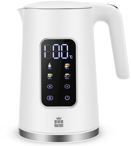 ForMe Hervidor Eléctricos de Acero Inoxidable 1,7 L Selección de Temperatura de 40-100 C LED Indicador Digital de Temperatura I Función de Mantener Caliente Tetera I Cristal Hervidora Libre de BPA