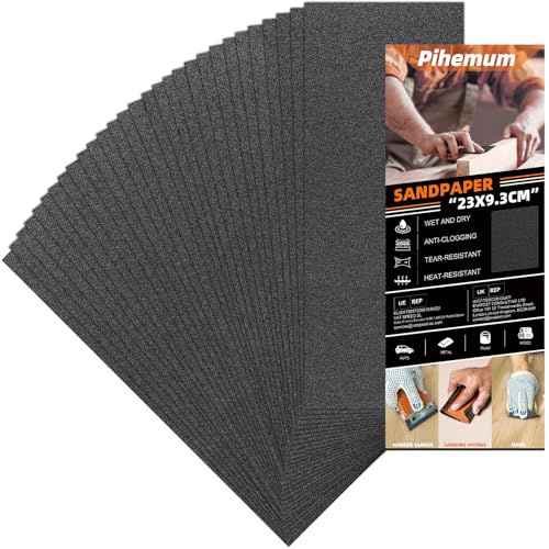 30 Papiers de Verre - 180 Grains pour Bois, Métal et Carrosserie - Papier Abrasif Humide/Sec 23x9 cm - Idéal pour Ponçage & Finition Automobile et Meubles