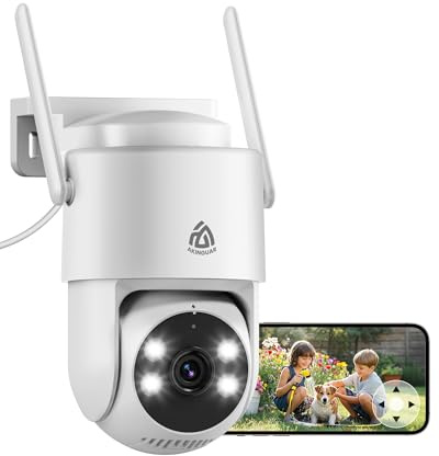 2K Cámara Vigilancia WiFi Exterior 360° PT, Alarma Luz y Sonido, IP66 | Cámara IP Vigilancia de Seguridad, Seguimiento Automático, Detección de Humana, Visión Nocturna Color, Audio Bidireccional