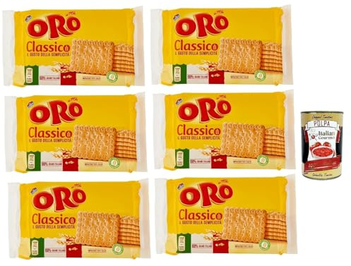 Italian Gourmet Bundle ORO Classico Kekse 6 x 250 g, italienische Weizenkekse aus 100% italienischem Weizen, klassisches Gebäck zum Frühstück, Kaffee und Tee, Vorratspack + Italian Gourmet Polpa