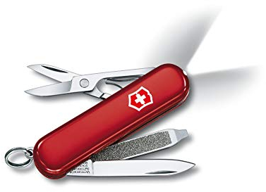 Victorinox Swiss Lite Swiss Army Pocket Knife, Small, Multi Tool, 8 Functions, LED, Pen, Red Transparent