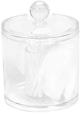 Compactor Transparent Cotton Bud and Cotton Wool Pad Storage Container and Dispenser with Lid, Makeup Remover Cotton Pads Organiser and Cotton Wool Balls Holder for Bedroom and Bathroom Storage