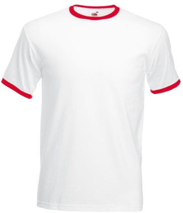 Fruit of the Loom Men Ringer T Shirt , Mens-White/Red-XXLarge