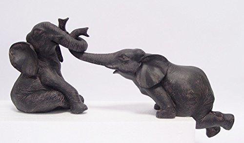 dekowonderland Dekofigur Figur Elefant Elefanten Paar Deko Figur Kantensitzer 27,8x50,5 cm