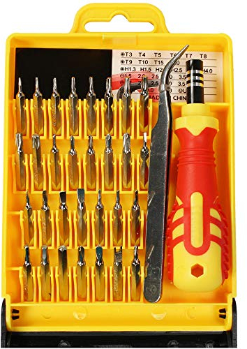 com-four® 32-teiliges Werkzeug Set mit Schraubenzieher und verschiedenen Bits - Schraubendreher mit feinen Steckschlüsseln in praktischer Box (32-teilig Präzisionswerkzeug)