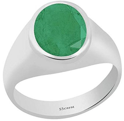 6 CT Natural Emerald Gemstone Handmade 92.5% Sterling Silver Bold Ring For Men