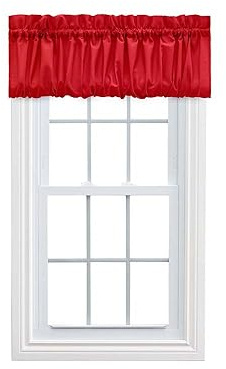 Ellis Curtain Stacey Sheer Balloon Valance, 60 x 15, Red