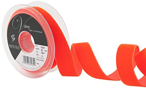 Berisfords Velvet Ribbon Capucine 30mm - Nylon Craft Ribbon for Sewing, Gift Wrapping and Hair Accessories