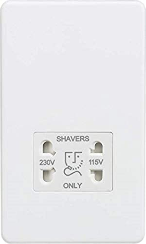 Knightsbridge SF8900MW Screwless Dual Voltage Shaver Socket in Matt White, 14.85 cm*0.48 cm*8.75 cm