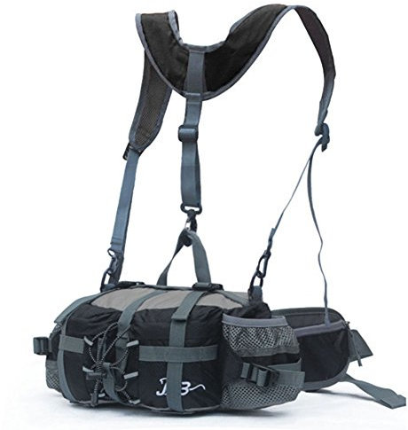 Outdoor peak Unisex Nylon Wasserabweisende Gürteltasche Reiserucksack Messenger Bag Reiserucksack Bauchtasche Sporttasche Fahrrad Bergsteigen Trekking Plus Schultergurt (schwarz)