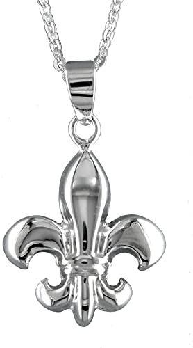 Collier Fleur de Lys en Argent Massif 925, avec Chaîne 45 cm et Écrin | symbole héraldique de noblesse et pureté, Ecosilver recyclé certifié, joli cadeau d’anniversaire