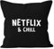 MoonWorks Kissen-Bezug Netflix and chill Kissen-Hülle Deko-Kissen Baumwolle schwarz Unisize