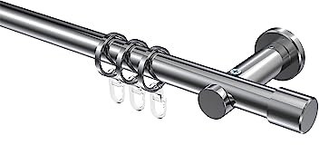 Interdeco Gardinenstange Chrom aus Metall 20 mm Ø Platon Santo, 160 cm