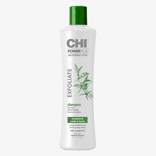 CHI Power Plus Exfoliate Shampoo | Natural Renewing System and Hair Growth | Anti Hair Loss | Professional Daily Cleanser Thin Hair| Natural Ingredients, Sulfate Paraben Free, 355 ml