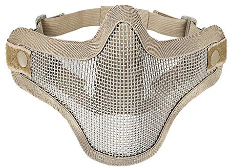 SGerste Taktische Airsoft Militär-Maske aus Stahlgeflecht für schnelle Helmschiene im Freien, Hellbraun