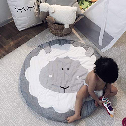 AMTTI Krabbeldecke, Bodenmatte für Babys, rund, Tiere, Teppich für Kinderzimmer, Baby, Mädchen, Jungen, Geschenk