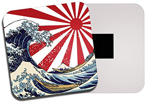 DestinationVinyl 1 x Japanese Great Wave Fridge Magnet - Kanagawa Flag Sunrise Japan Fun #4077