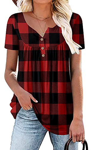 KISSMODA Ladies Pleated Tunic Tops for Women Buttons up Long Sleeve Shirts Floral Print