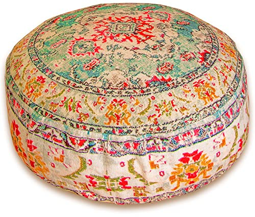 Mandala Life ART Bohemian Yoga Dekor Boden Kissenbezug - 60x20 cm - Runder Meditation Kissenbezug - Bedruckter Baumwollte Hocker
