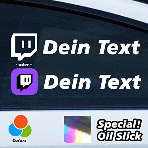 Decus Shop Twitch Wunschname Auto-Aufkleber, 1 Stück, Glänzend, Oil-Slick Folie, Vinyl, Wasserfest, Für lackierten Untergrund, Innenraum-Dekoration, Purpur, Buchstabenbasiert