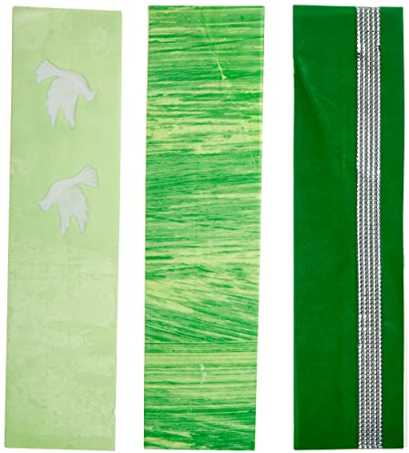 Pracht Creatives Hobby 7073-20035 Wachsplatten Mix grün / silber, 3 halbe Wachsstreifen mit einem Motiv, ca. 200 x 50 x 0,5 mm, zum Modellieren und Verzieren von Kerzen