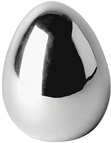 dekoratives frühlingshaftes großes Deko-Ei Oster-Ei Keramik Silber glänzend