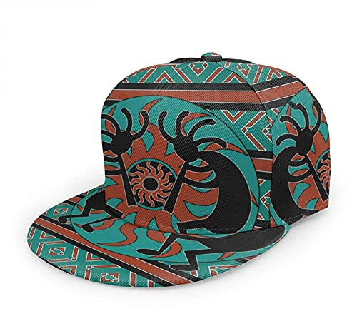 Oaieltj Unisex Baseball Cap Herren Damen Einstellbare Snapback Trucker Hat Mode Hip-Hop Baseball Cap, Kokopelli Southwest African American Indian Flute, One size
