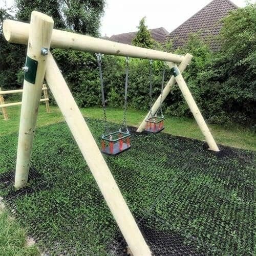 Certified Playground Rubber Safety Grass Mats | Fall Height Tested Shock Absorbing Flooring for Swings, Slides, Trampolines & Play Areas | Non-Slip, Mud Control Mats (120cm x 80cm x 16mm)