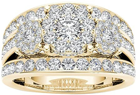JUBEN hexagon diamond ring rose gold pear shaped engagement ring flower wedding rings fancy yellow diamond ring birthstone promise rings sapphire promise rings rose gold opal engagement ring