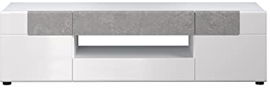 trendteam smart living - TV-Lowboard TV-Unterteil - Wohnzimmer - Tokyo - Aufbaumaß (BxHxT) 153 x 43 x 44 cm - Farbe Weiß Hochglanz mit Beton Stone - 185731835