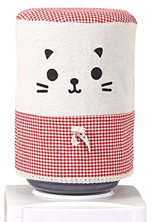Cyrank Water Dispenser Barrel Covers, Cute Fabric Bucket Decor Reusable Dust Proof Cover Protector for Gallon Water Dispenser Water Cooler(Red)