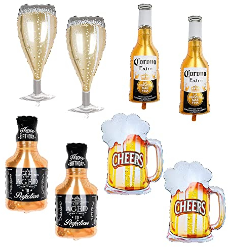 SUNSK Botella de Whisky Globo Botella de Champán Globos Vasos de Cerveza Globo Gigante Globos de Cerveza Globo de Papel de Aluminio para de Fiesta de Bodas de Cumpleaños 8 Piezas