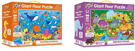Galt Toys, Giant Floor Puzzle - Counting Creatures, Floor Puzzles for Kids, Ages 3 Years Plus & Toys, Giant Floor Puzzle - Alphabet Animals, Floor Puzzles for Kids, Ages 3 Years Plus