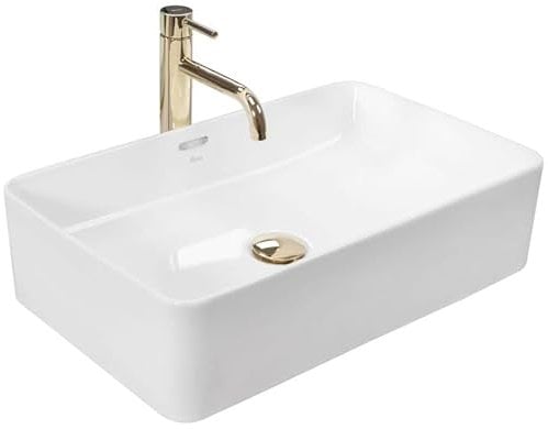 Rea Vasque à poser Berta 55 White Lavabo Salle de Bain 560 x 355 x 145 mm en Céramique (Blanc)