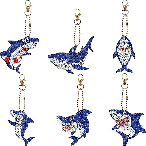 Diamond Painting Porte Clé Les Dauphins 5D DIY Diamant Peinture Portes-Clés,Complet Keychain Pendentif pour Sac Décoration Enfants Art Cadeau