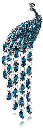 Pfauen-Brosche, Kristall-Strass-Quaste, Pfauen-Brosche, Vintage-Pfauen-Brosche und Anstecknadeln, Schmuck, Stoff-Zubehör, M, Edelstein