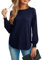 Jumpers for Women UK Winter Spring Warm Long Sleeve Crew Neck Effortless Style (Navy Blue, L)