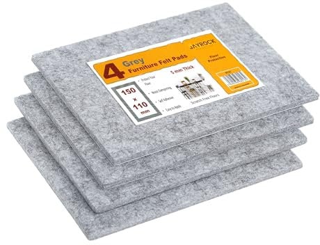 Furniture Pads for Hardwood Floors – Self-Adhesive Felt Pads Chair Leg Floor Protectors Pack of 4 – Cut To Size Pad Sheets for Laminate Floor – 150mm x 110mm (GREY, 150mm x 110mm)