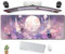 Kawaii Pastel Purple Floral Large Gaming Desk Mat for Laptop, Keyboard and Mouse, Spiritual Full Moon, Cute Office Mat