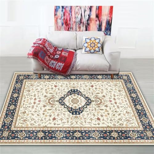 RUGMRZ Teppich Jugendzimmer Teppich Für Schlafzimmer Blaue Blumendekoration klassischer Stil Wohnzimmer Mitte Teppich rutschfest Baby Teppich Mädchen 200X260CM