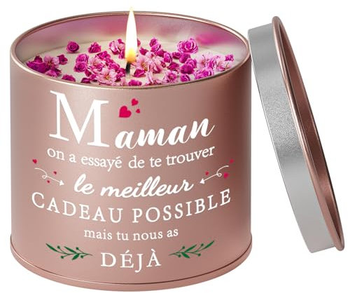 Welsky Cadeau Fete des Meres, Cadeau Maman Bougies, Cadeaux de Anniversaire Noel Retraite Merci, Idee Cadeaux Décoration, Aromathérapie en boîte métallique