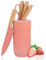 Set di coltelli, 6 pezzi Khaki Sharp Knife Block Set per cucina, antiaderente antiscivolo in acciaio inossidabile Chef Set con blocco universale coltello adatto per la casa ristorante Picnic (Rosa)