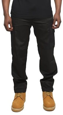 Ranger Knee Pad Work Trousers, Cargo Combat Style Tactical Work Pants. Build for Tradesmen, Builders & Plumbers, Kneeling Trousers in Black & Navy (36W / 31L)