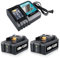 VANTTECH 2Packs BL1850B 18V 5.5Ah Lithium Replacement Battery & DC18RC 3A Fast Charger for 14.4V-18V Battery Compatible with Makita BL1850B BL1850 BL1860 BL1860B BL1840 BL1815 BL1830 LXT-400