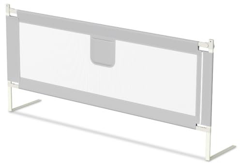 Ikodm Bettgitter Rausfallschutz 200CMx1+180CMx1 Bettschutzgitter Kinderbettgitter, Kinderbettschutzgitter für Kinder & Elternbetten, Höhenverstellbar 64-96cm mit Luftiges Netz, Stabile, Grau