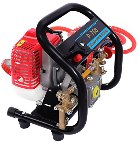 Pulverizador de motor de gasolina, 26 CC, 2 tiempos, gasolina, motor, jardín, fertilizante, salina, 0,25 mpa, pulverizador de alta presión, con manguera de alta presión y pistola pulverizadora