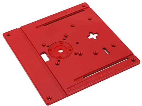 Frästisch-Einlegeplatte, Flip-Board aus Aluminiumlegierung für Holzbearbeitungsschneider, Stichsäge mit Mittellochbuchse für Präzises Bohren, Größe 9,6 X 9,4 Zoll