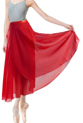 Baisdan Jupe Danse Classique, Jupe Ballet Longue Portefeuille en Mousseline avec Ceinture Réglable pour Femmes