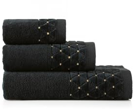 ZWOLTEX - Handtuchset 3 Stück Satz: 30x50, 50x100, 70x140 cm Oscar - Duschtuch Ägyptische Baumwolle, Sauna Badetuch Handtuch Groß, Strandhandtuch, Bath Towel - Schwarz