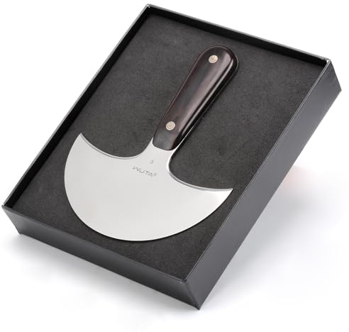 WUTA Leder Rundmesser, ultrascharfes Stahlleder Messer mit Rundkopf, Lederhandwerk Schneidwerkzeuge zum Schneiden von DIY-Leder (5 Zoll)